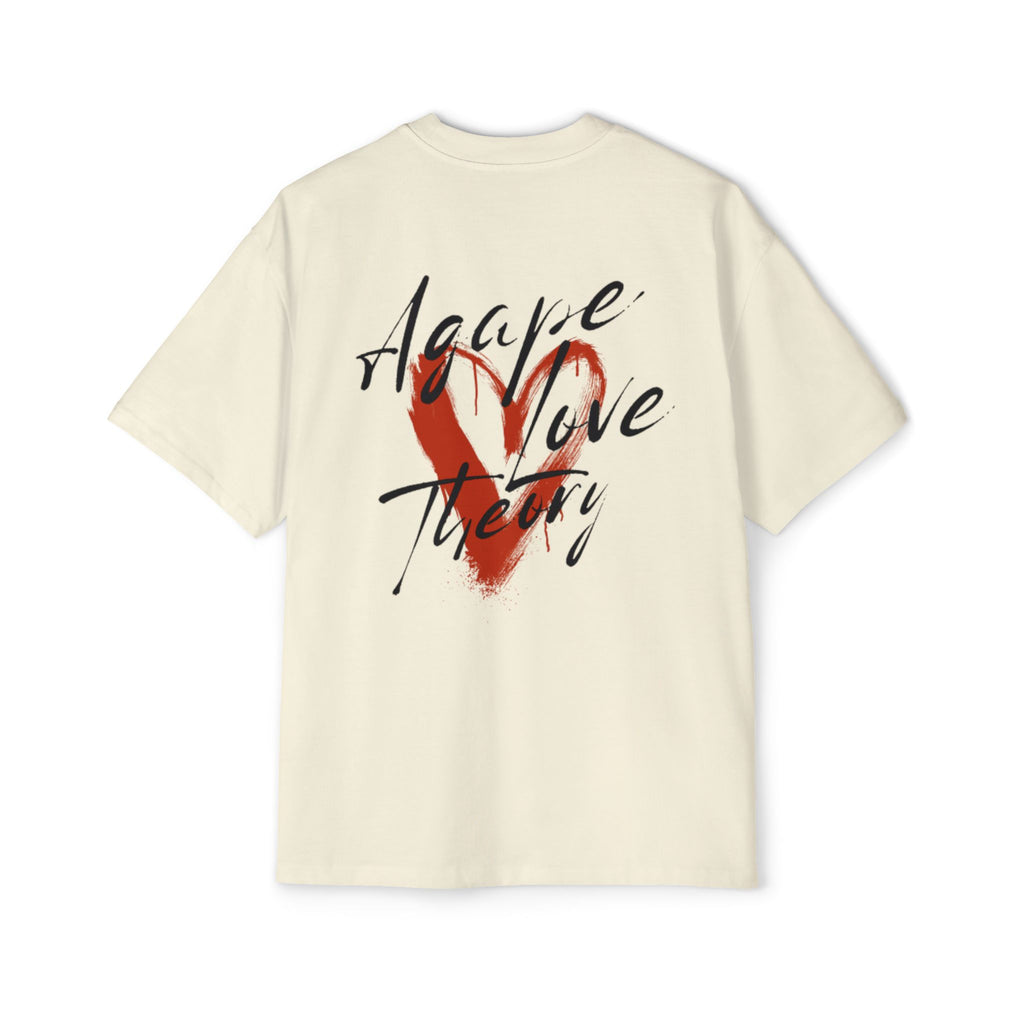 Agape Love Theory Tee — Heart Script Graphic Men’s Oversized T-Shirt