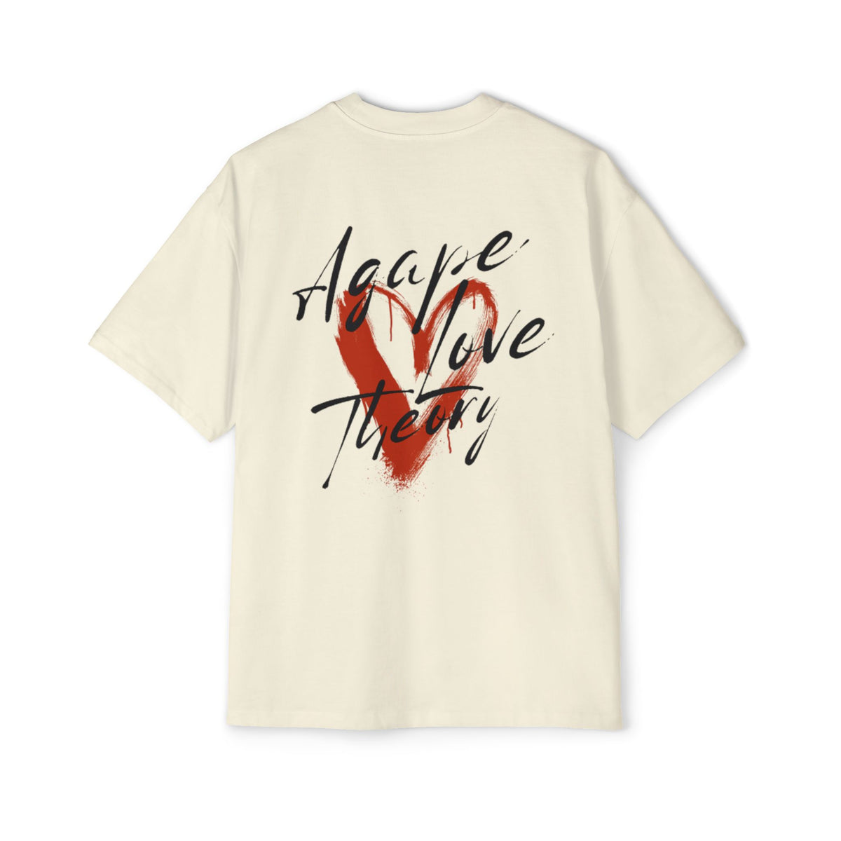 Agape Love Theory Tee — Heart Script Graphic Men’s Oversized T-Shirt