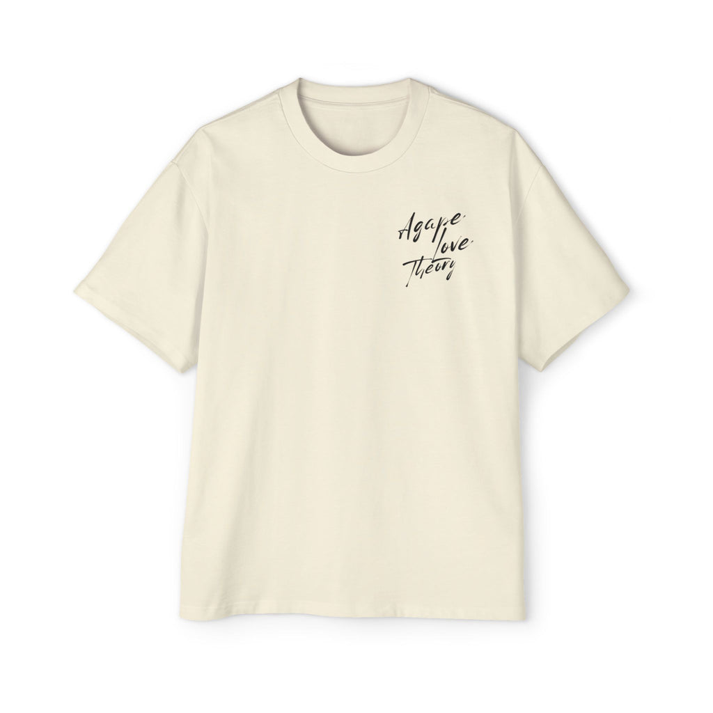Agape Love Theory Tee — Heart Script Graphic Men’s Oversized T-Shirt