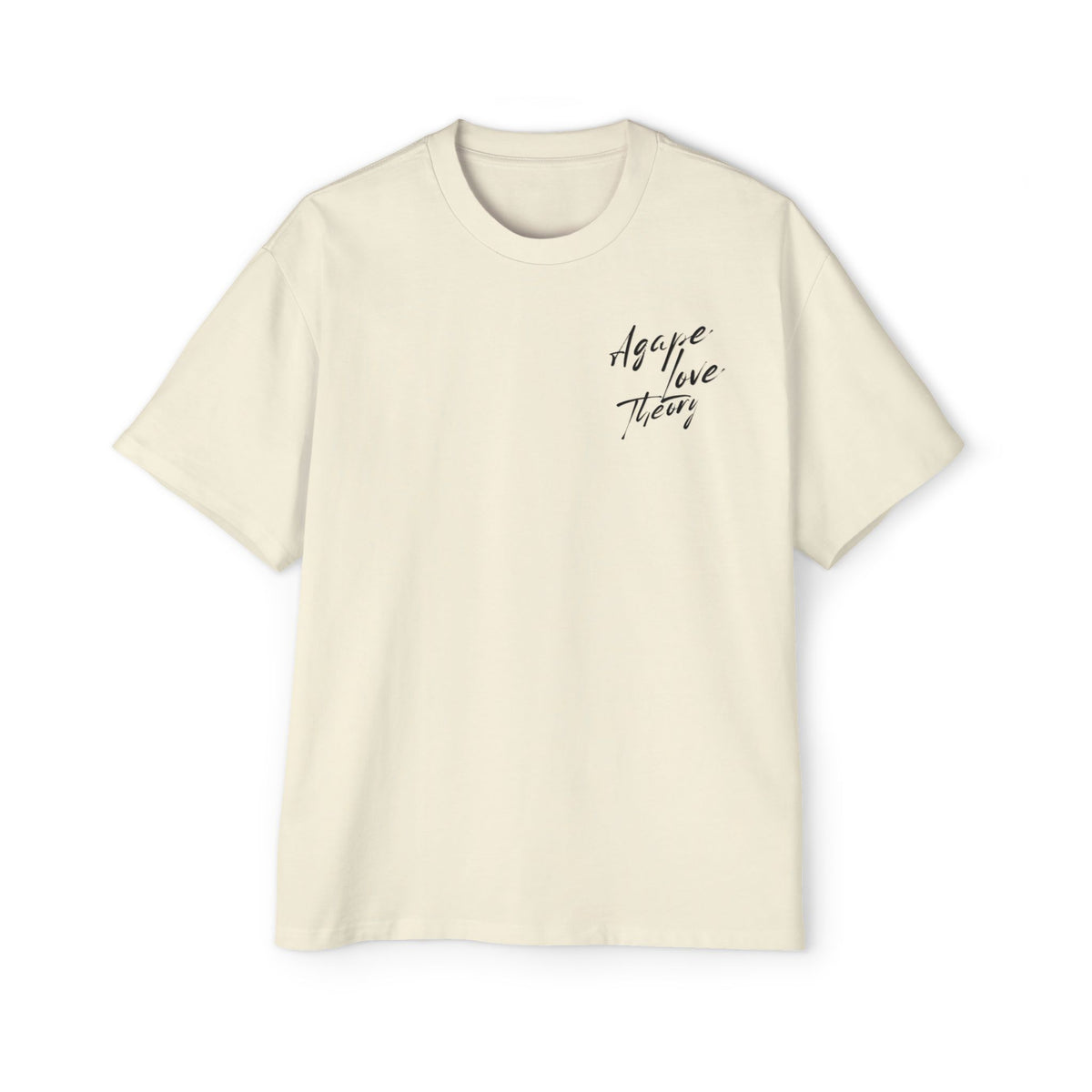 Agape Love Theory Tee — Heart Script Graphic Men’s Oversized T-Shirt