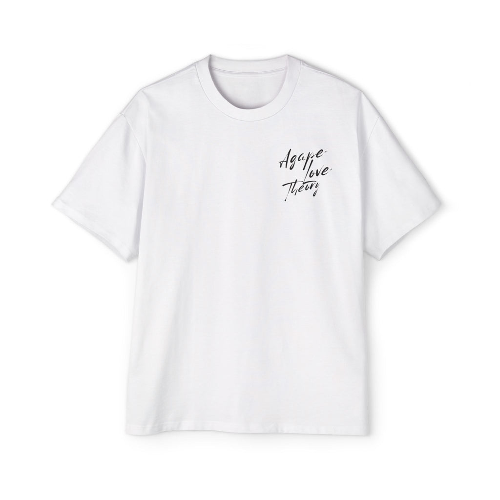Agape Love Theory Tee — Heart Script Graphic Men’s Oversized T-Shirt