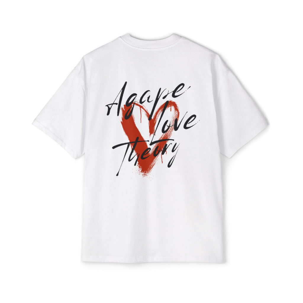 Agape Love Theory Tee — Heart Script Graphic Men’s Oversized T-Shirt