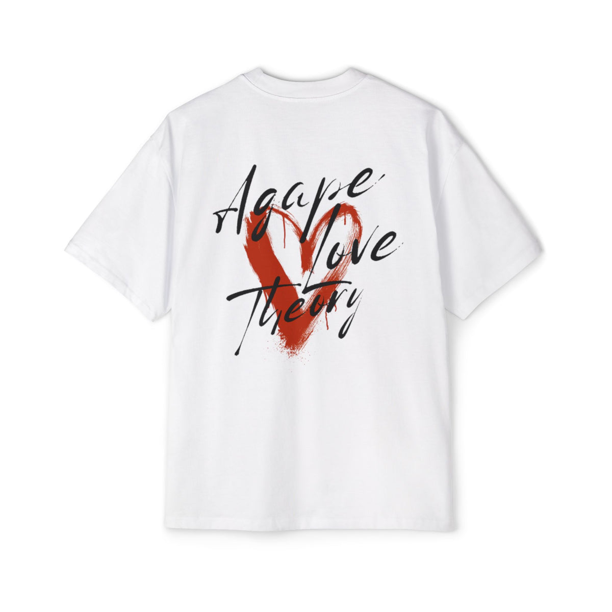 Agape Love Theory Tee — Heart Script Graphic Men’s Oversized T-Shirt